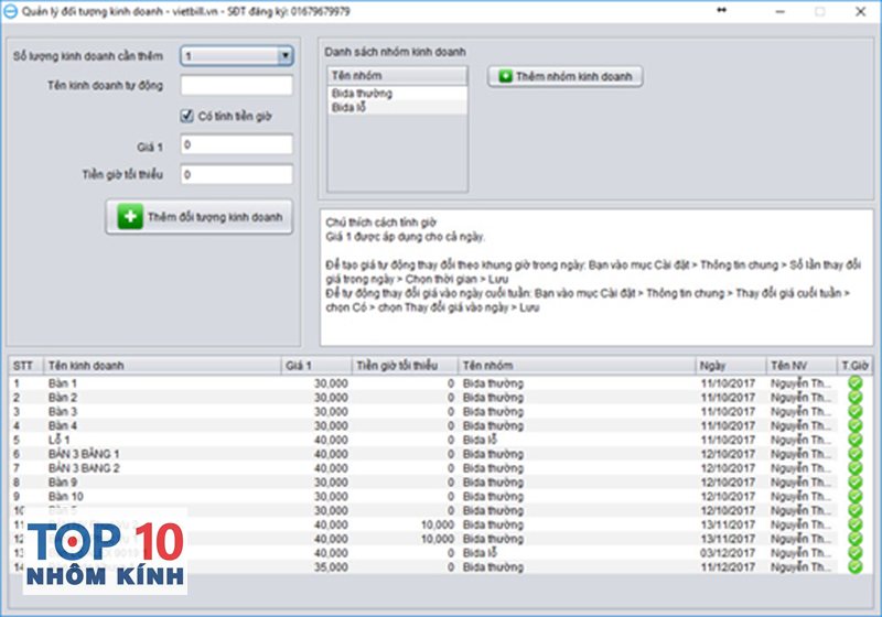 phần mềm tính tiền bida vietbill - Quản lý bàn và thời gian theo thời gian thực